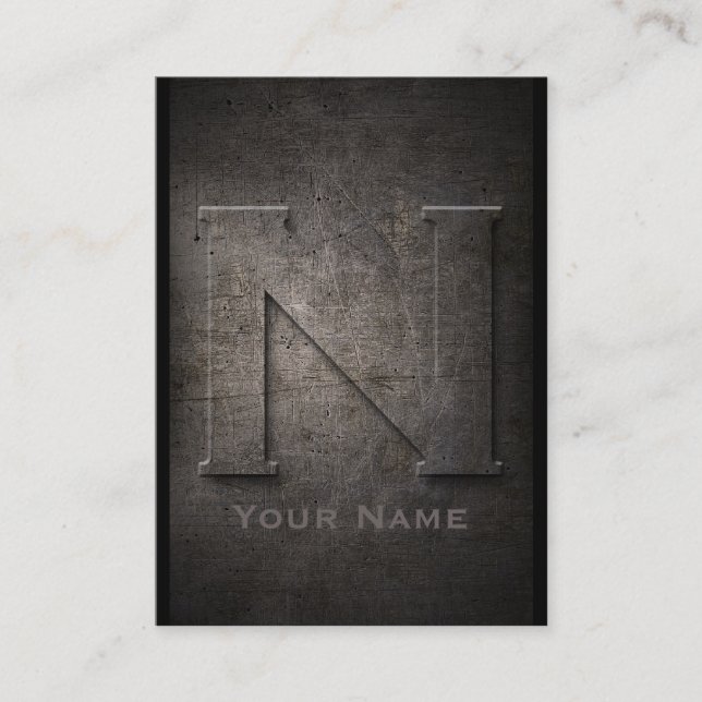 Bronze Metal Mit Monogramm N Business Card Visitenkarte (Vorderseite)