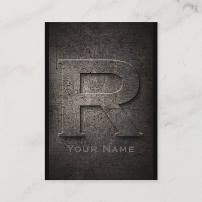 Bronze Metal Mit Monogramm R Business Card Visitenkarte (Vorderseite)
