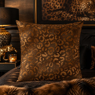 Bronze-Metall-Leoparden-Druck-Tiermuster Kissen