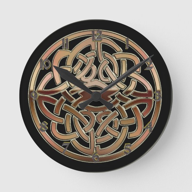 Bronze Metallic Celtic Knot Wall Clock Runde Wanduhr (Vorderseite)