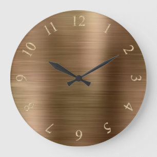 Bronze Metallic Minimal Glitzer Gold US UK Nummern Große Wanduhr