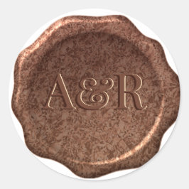 Bronze-Metallic-Wax-Siegel-Aufkleber-Monogramm, Runder Aufkleber
