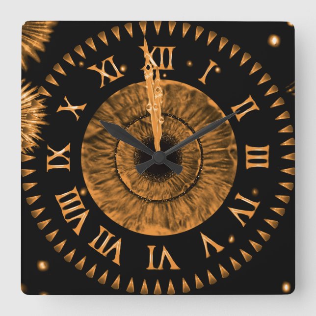 Bronze Midnight Clock Quadratische Wanduhr (Vorderseite)