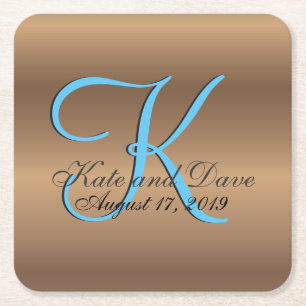 Bronze Monogram Phantastisch Fab Rechteckiger Pappuntersetzer