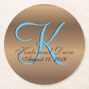 Bronze Monogram Phantastisch Fab Runder Pappuntersetzer