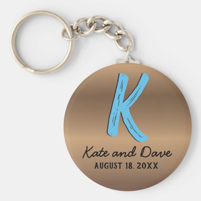 Bronze Monogram Phantastisch Fab Schlüsselanhänger (Vorne)