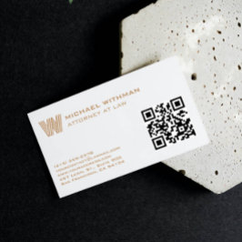 BRONZE-MONOGRAMM-LINIE QR-ANWALT BUCHHALTER VISITENKARTE