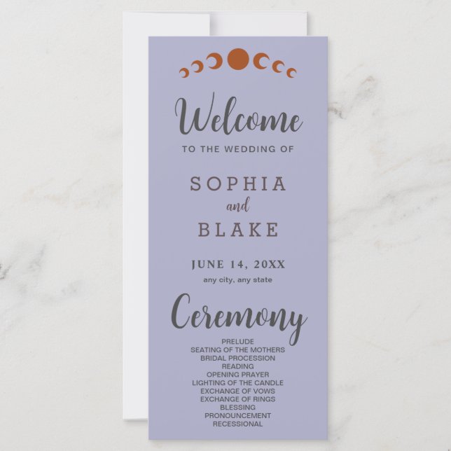 Bronze Moon Phases Silver Wedding Program (Vorderseite)