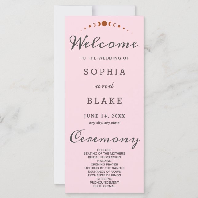 Bronze-Moon setzt das Soft Pink-Hochzeitsprogramm  (Vorderseite)