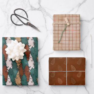 Bronze neutrale Weihnachtswrapping Paper Sheets Geschenkpapier Set