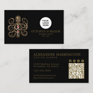 Bronze Octopus Professional Friseursalon QR-Code Visitenkarte