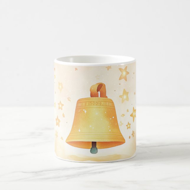 Bronze- oder Kupferglocke mit funkelnden Sternen d Kaffeetasse (Mittel)
