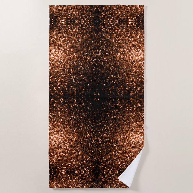 Bronze Orange Brown Glitzer Glitzern Strandtuch (Vorderseite)