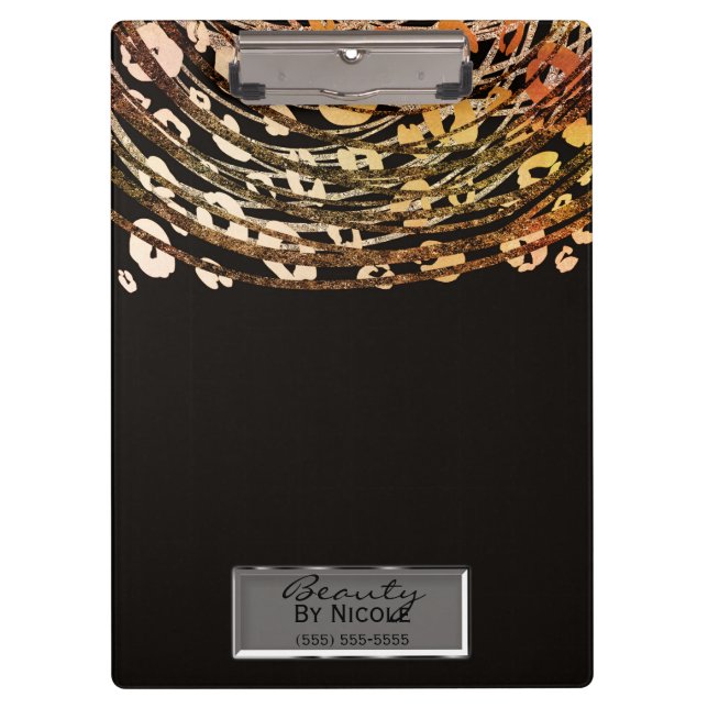 Bronze Orange Cheetah Leopard Glam Personalisiert Klemmbrett (Vorderseite)