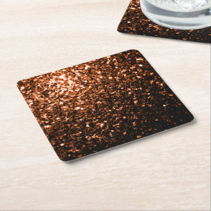 Bronze orangebraun kupferfarbene falsche Glitter F Rechteckiger Pappuntersetzer
