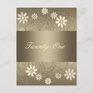 Bronze Pewter Metal Cream Blume 21. Geburtstag Einladung