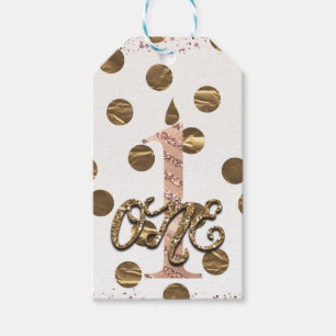 Bronze Polka Dots Rose Gold EINS 1 1. Geburtstag Geschenkanhänger