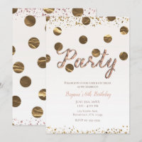 Bronze Polka Dots Rose Gold Moderne Geburtstagspar