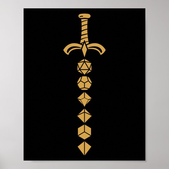 Bronze Polyhedral Dice Sword Tabletop RPG Poster (Vorne)