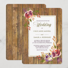 Bronze Rose Warm Holz Hochzeit Einladung