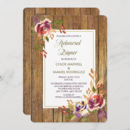 Bronze Rose Wood Floral Hochzeitsessen Einladung