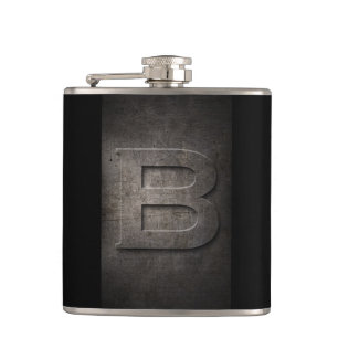 Bronze Schwarz Metall B Monogramm-Flasche Flachmann