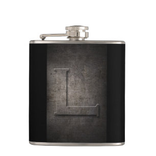 Bronze Schwarz Metall L Monogramm Flasche Flachmann