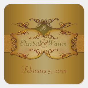 Bronze Scrolls Wedding Sticker