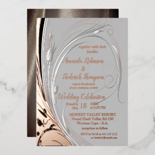 Bronze Silber & schwarzes Abstrakt Folieneinladung