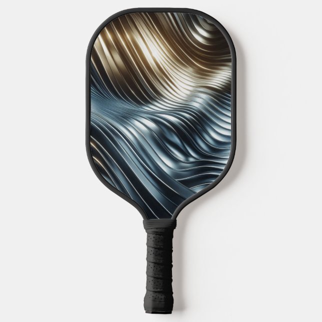 Bronze Silver Metallic Waves Pickleball Paddel Pickleball Schläger (Rückseite)