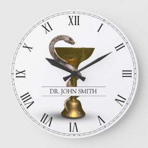 Bronze Snake Medical Bowl Hygieia Weiße Bezeichnun Große Wanduhr