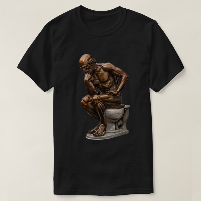 Bronze-Statue "The Thinker"-Spaß T-Shirt (Design vorne)