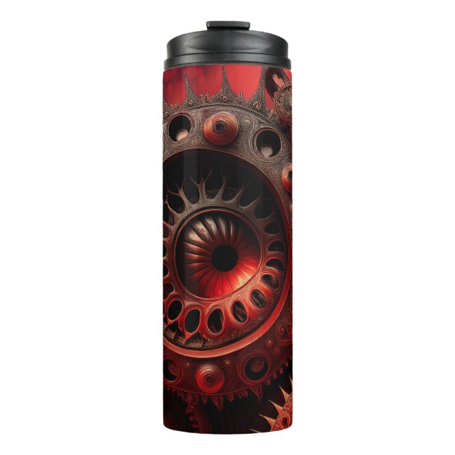 Bronze-Steampunk-Mandelbrot-Fraktal Thermosbecher (Vorderseite)