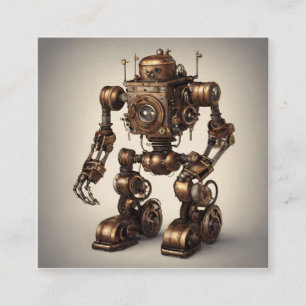 Bronze-Steampunk-Roboterskulptur Begleitkarte