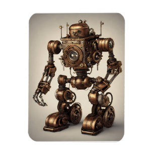 Bronze-Steampunk-Roboterskulptur Magnet