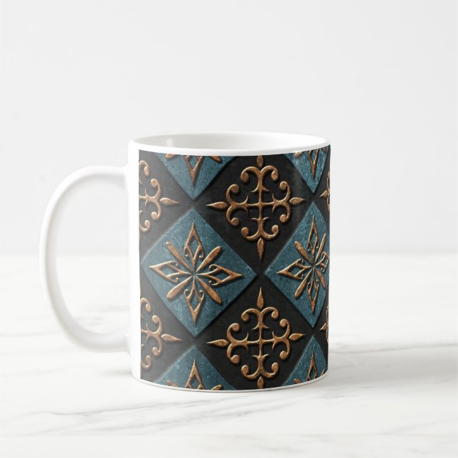 Bronze Textur mit Schnitzmuster. Kaffeetasse (Links)