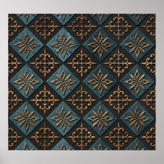 Bronze Textur mit Schnitzmuster. Poster (Vorne)