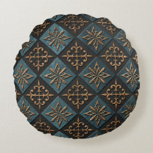 Bronze Textur mit Schnitzmuster. Rundes Kissen