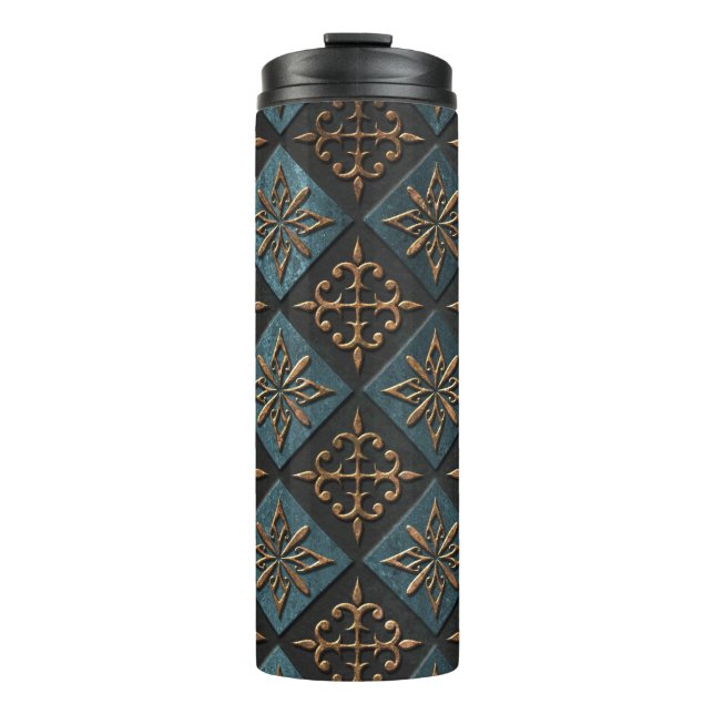Bronze Textur mit Schnitzmuster. Thermosbecher (Vorderseite)