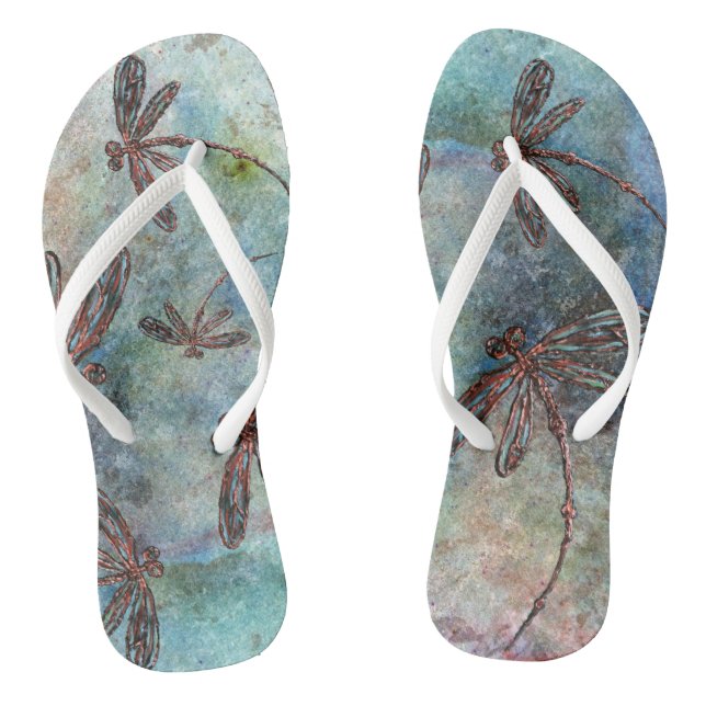 Bronze tipped Dragonflies Starry Sky Flip Flops (Fußbett)