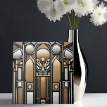 Bronze-Ton und Silber-Tone-Jugendstil Fliese<br><div class="desc">Geometrische Formen und Bögen vereinen sich mit Bio Formen in diesem zeitgenössischen Kunstwerk,  das von der Jugendstil-Bewegung inspiriert wird. Das metallische Bronze- und Silberlook ist ein digitaler Effekt. Diese Kunst wurde mit KI erfunden.</div>