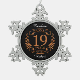 Bronze traditionellen Hochzeitstag 19 Jahre Schneeflocken Zinn-Ornament