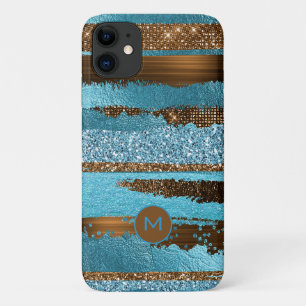 Bronze- und Aquamarin-Folie und Glitter-Streifen Case-Mate iPhone Hülle