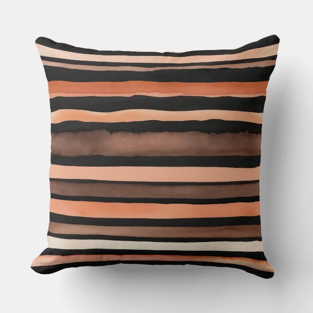 Bronze- und Pfirsichstreifen Kissen (Vorderseite)