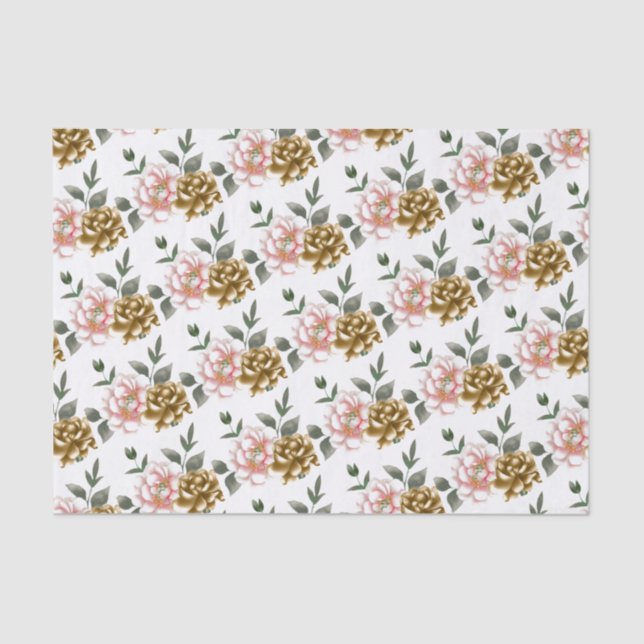 Bronze- und Pink-Peony-Tissue Seidenpapier (Vorderseite)