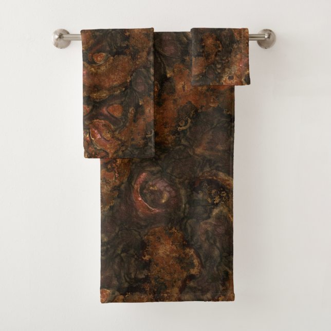 Bronze und rosa Steine Abstrakt Badhandtuch Set (Insitu)