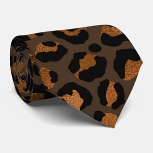 Bronze- und Schwarz-Leopardenprint Krawatte