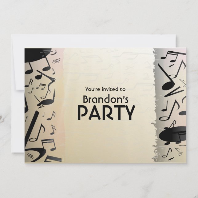 Bronze- und schwarzer Musiknoten Einladung (Vorderseite)
