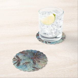 Bronze-verzauberte Libellen auf einem Sternenhimme Untersetzer