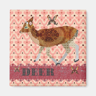 Bronze Vintag Fawn & Butterfets Damask Magnet